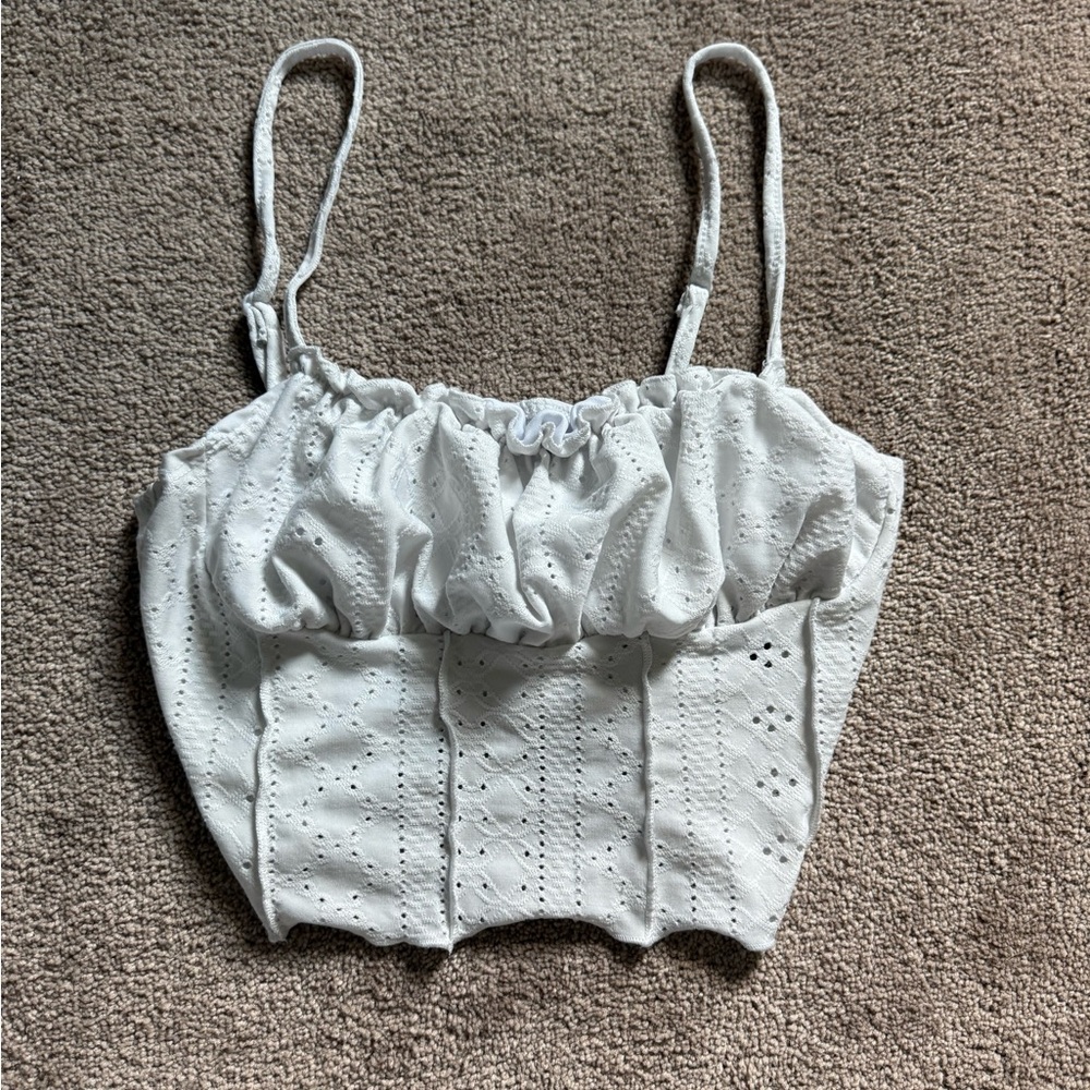 SHEIN White Eyelet Camisole Top